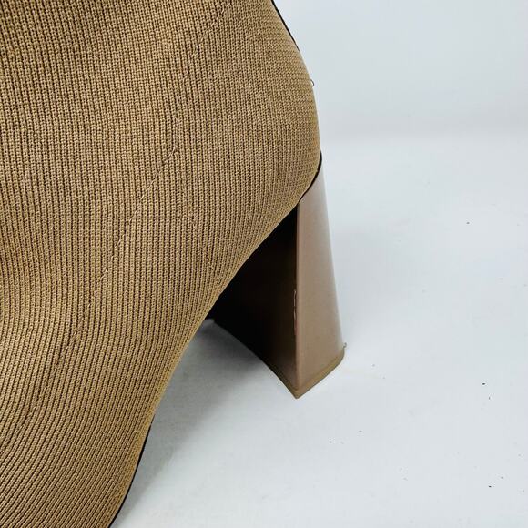 ZARA Knit Sock Ankle Boots Brown Block Heel Pointed Toe Size 41 EU / 10 US - Picture 3 of 12